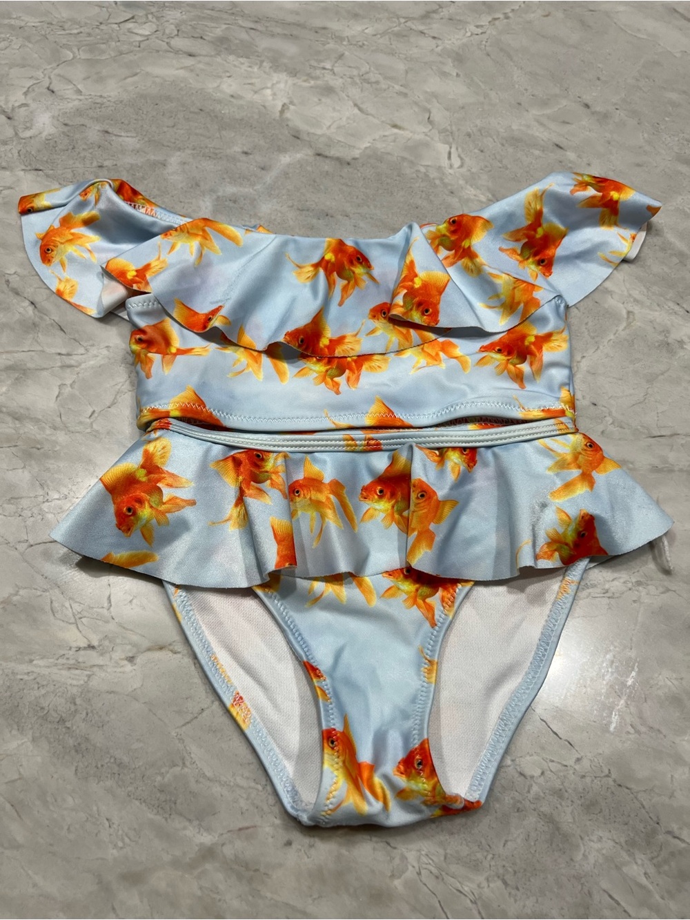 Stella Cove Light Blue Goldfish Ruffle One-Piece Swimsuit